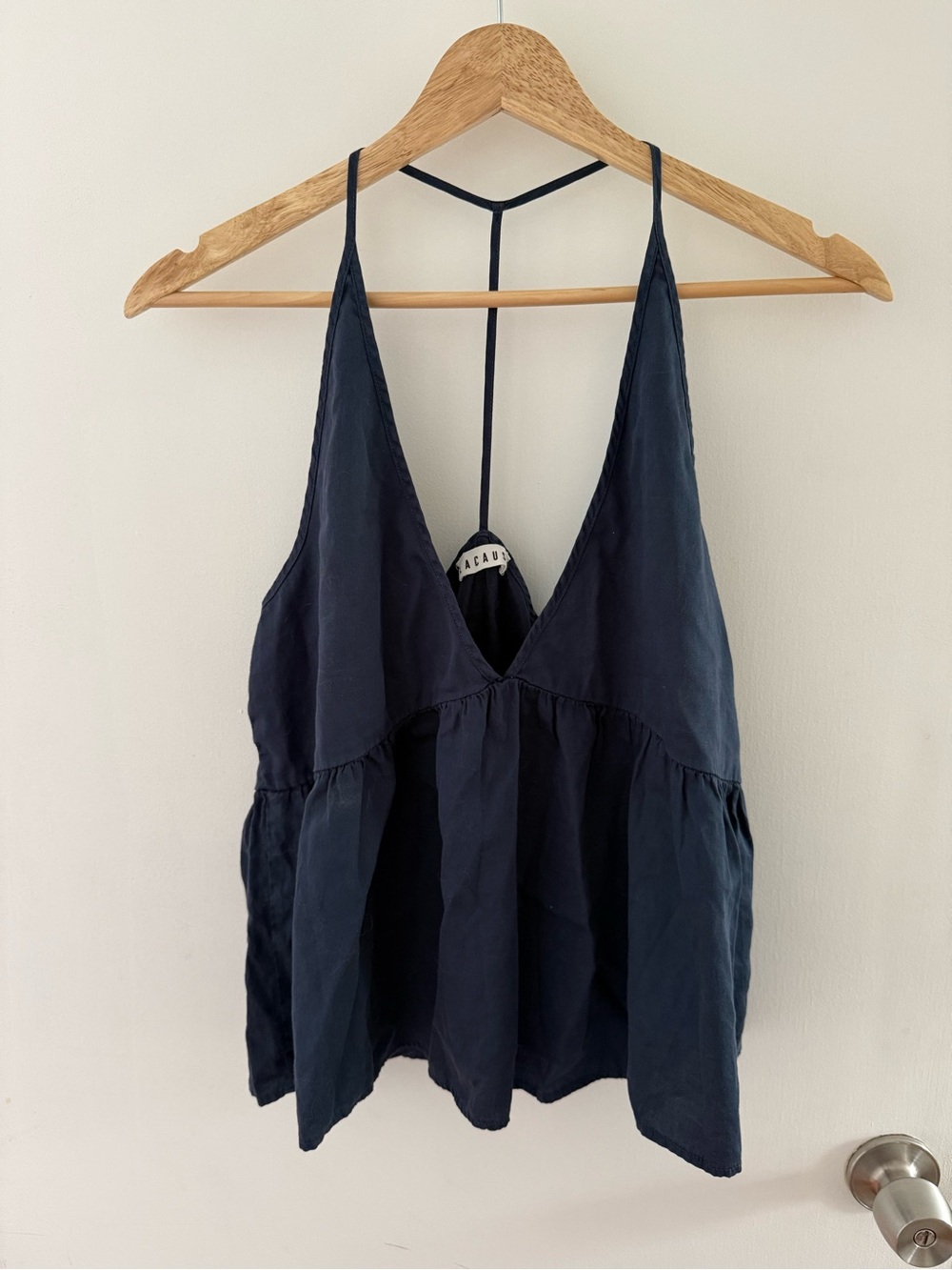 LACAUSA Navy Deep V Camisole Size M